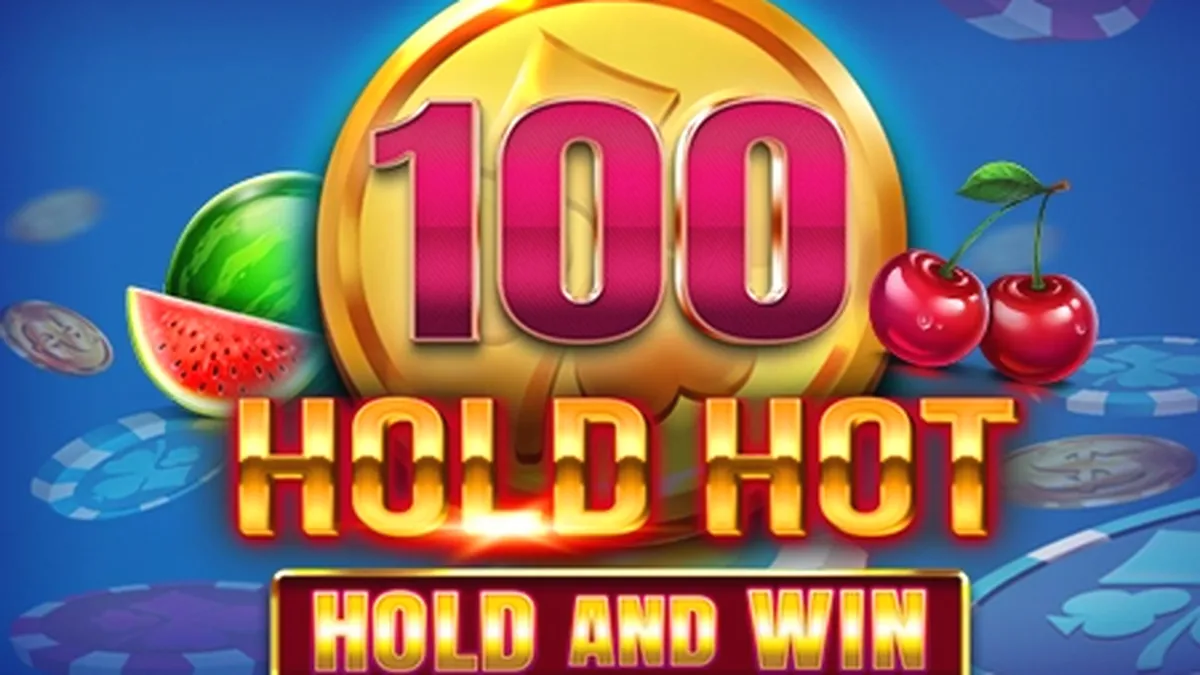Tampilan visual mesin slot 100 Hold Hot Hold and Win dengan simbol buah-buahan klasik.