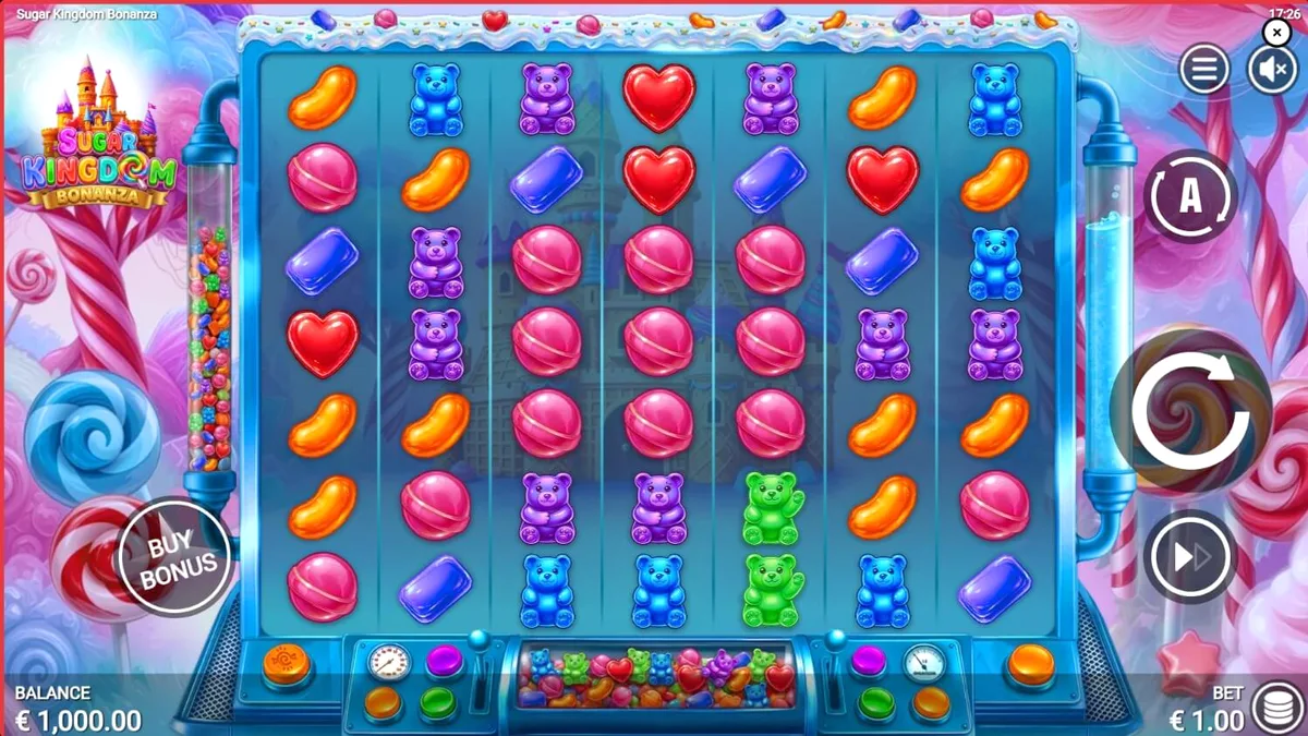 Tampilan visual slot Sugar Kingdom Bonanza dengan tema permen yang cerah