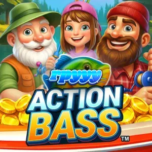 Tampilan visual slot Action Bass dengan tema memancing yang cerah